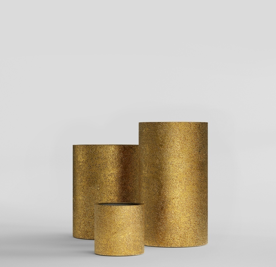 Кашпо CONCRETIKA CYLINDER RICH GOLD D30H60
