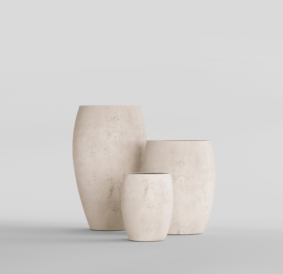 Кашпо CONCRETIKA OVAL CONCRETE WHITE D60H88