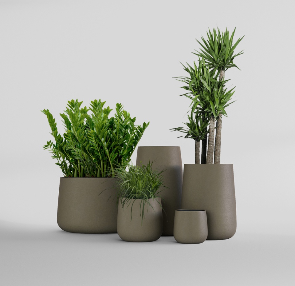 Кашпо CONCRETIKA CONE OLIVE D32H36
