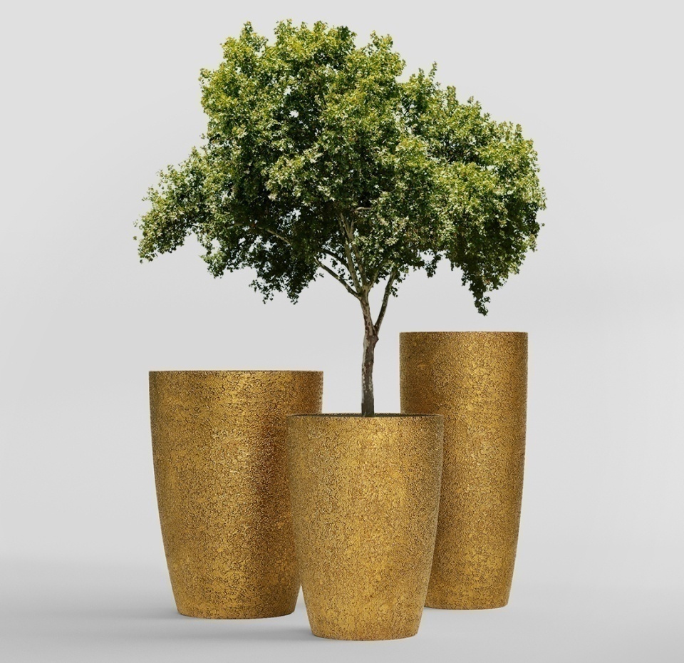 Кашпо CONCRETIKA CONUS RICH GOLD D41H57