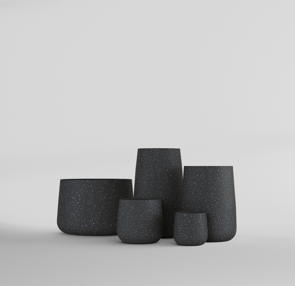 Кашпо CONCRETIKA CONE EGG BLACK D38H41
