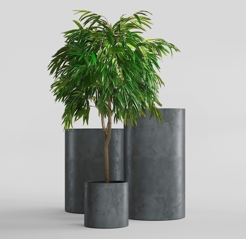 Кашпо CONCRETIKA CYLINDER SMOKEY BLUE D60H90