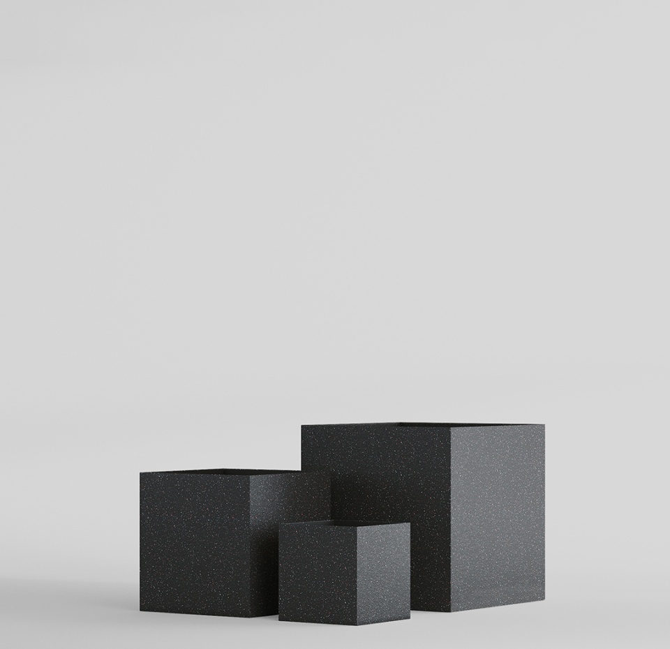 Кашпо CONCRETIKA CUBE EGG BLACK 70x70x70