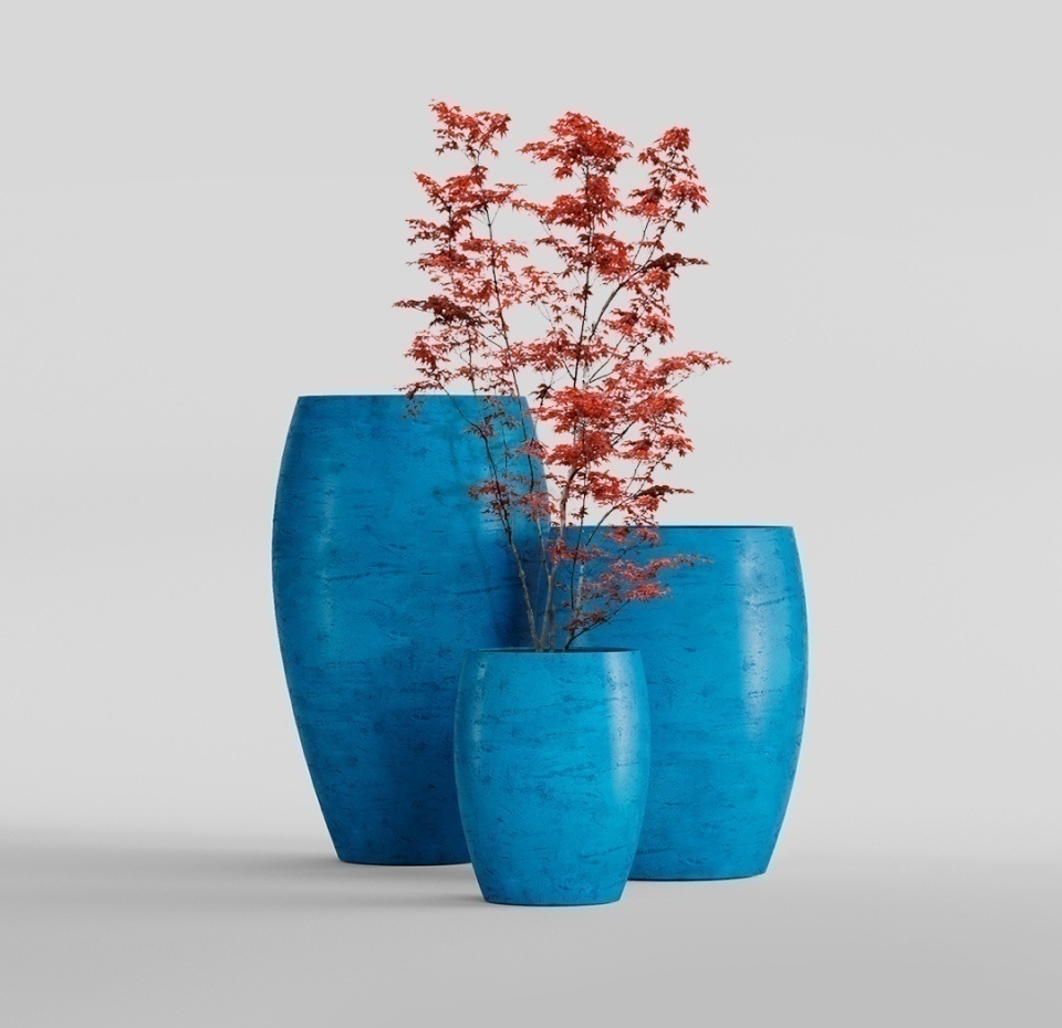 Кашпо CONCRETIKA OVAL COBALT BLUE D30H41