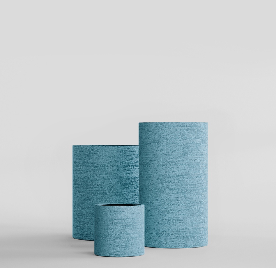 Кашпо CONCRETIKA CYLINDER EROSIA BLUE D30H90