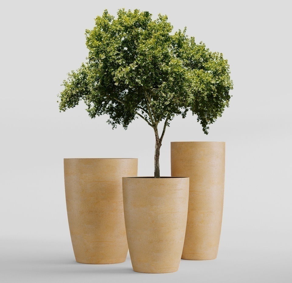 Кашпо CONCRETIKA CONUS LEMON D41H57