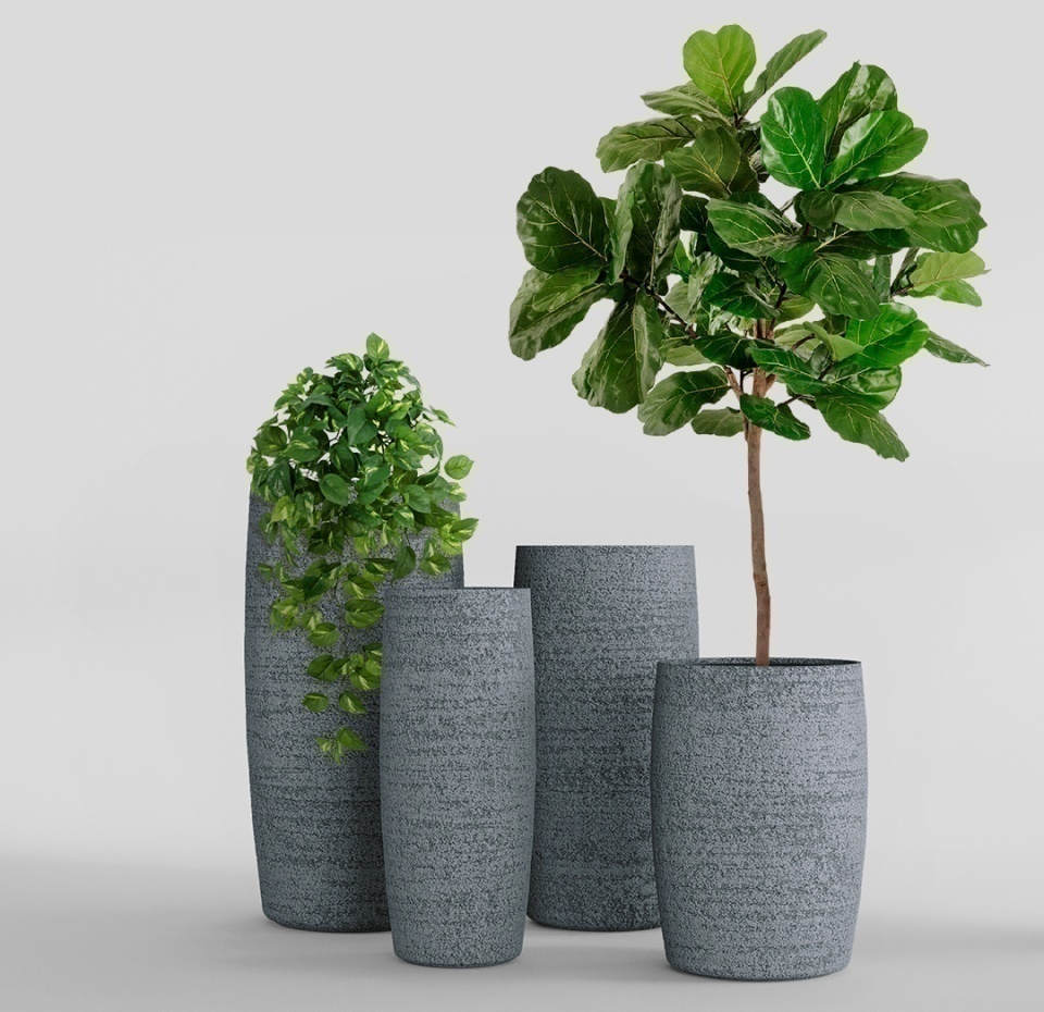 Кашпо CONCRETIKA CIGAR EROSIA GREY D43H92