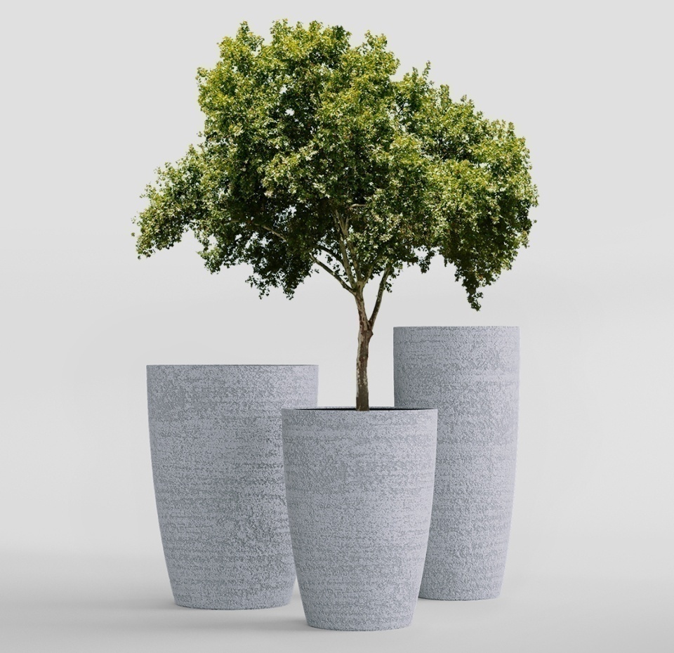 Кашпо CONCRETIKA CONUS EROSIA WHITE D39H60