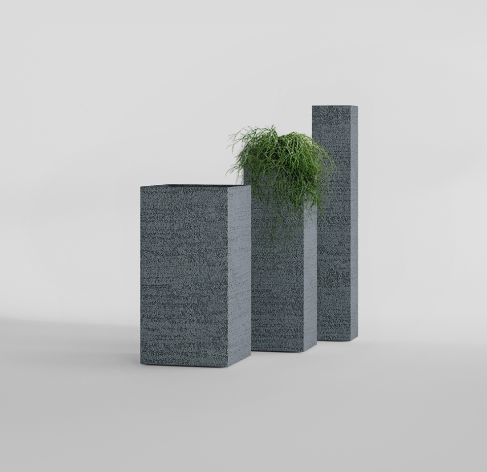 Кашпо CONCRETIKA COLONNA EROSIA GREY 40x40x80