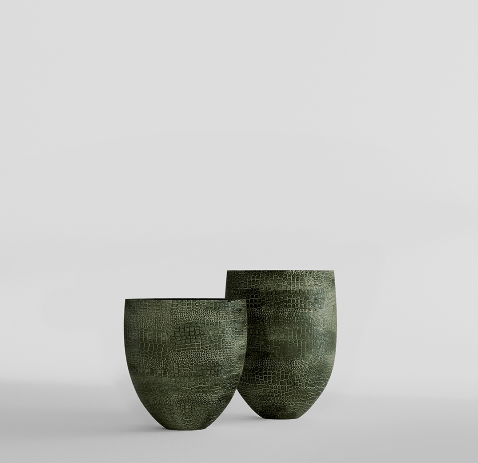 Кашпо CONCRETIKA BARREL CAYMAN GREEN D44H48