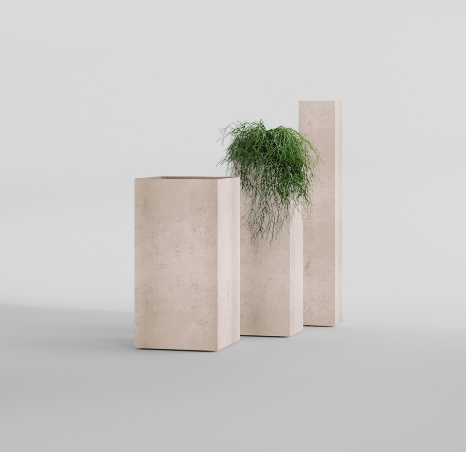 Кашпо CONCRETIKA COLONNA CONCRETE WHITE 20x20x120