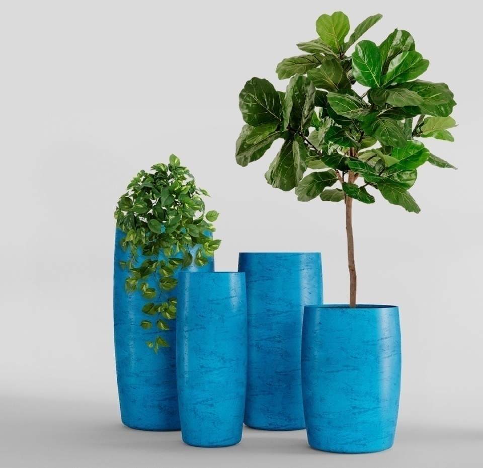 Кашпо CONCRETIKA CIGAR COBALT BLUE D37H78