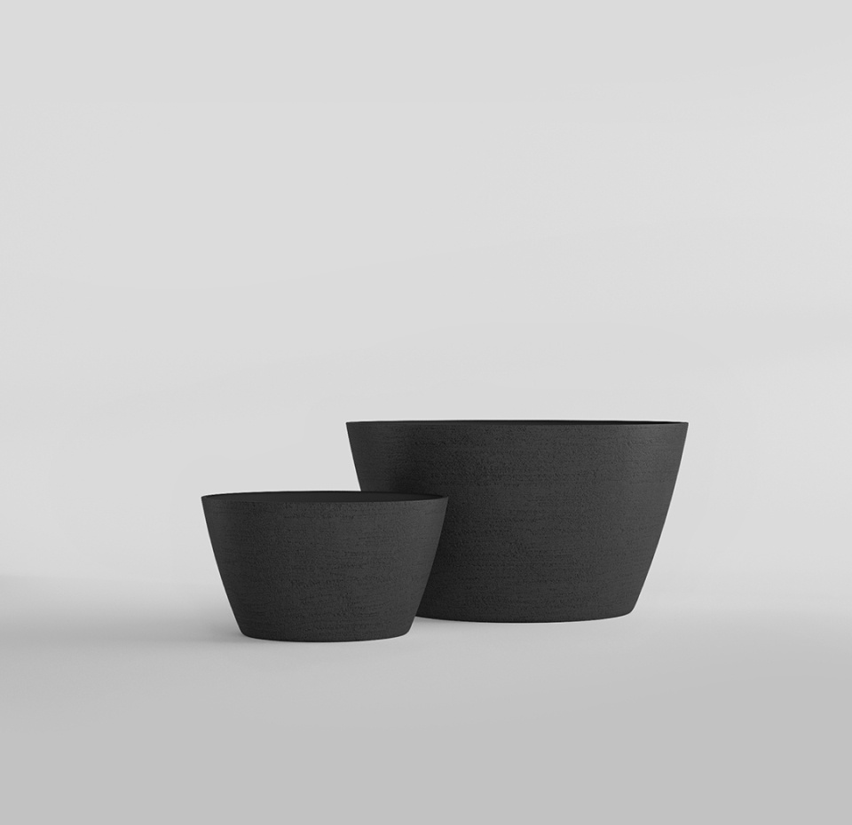 Кашпо CONCRETIKA BOWL EROSIA BLACK D80H45