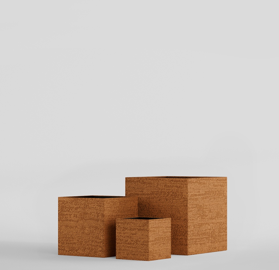 Кашпо CONCRETIKA CUBE EROSIA OCHRE 90x90x90
