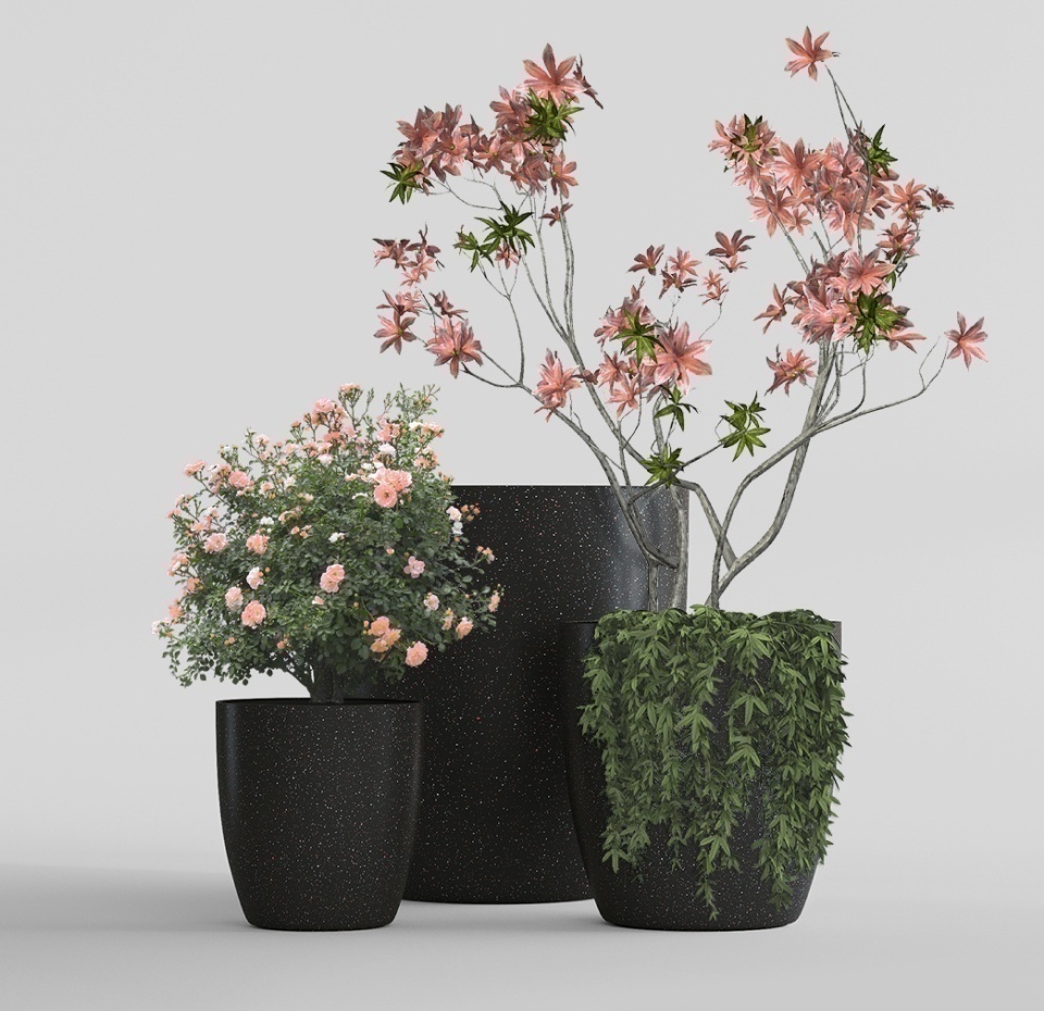 Кашпо CONCRETIKA VASE 3 EGG BLACK D30H32