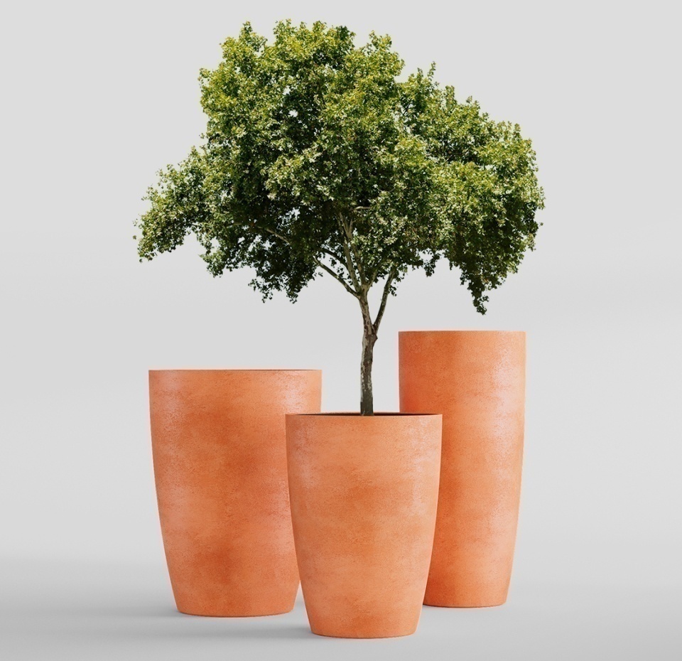 Кашпо CONCRETIKA CONUS RED CLAY D39H60