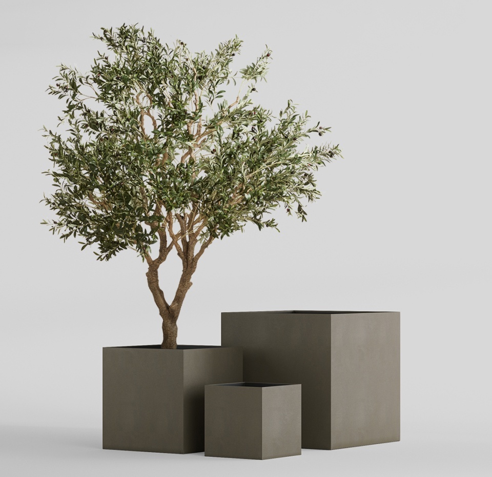 Кашпо CONCRETIKA CUBE OLIVE 30x30x30