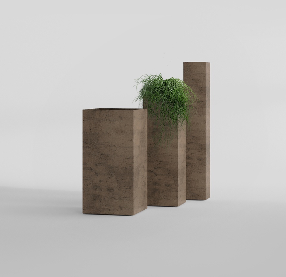 Кашпо CONCRETIKA COLONNA SMOKEY GREY 30x30x90