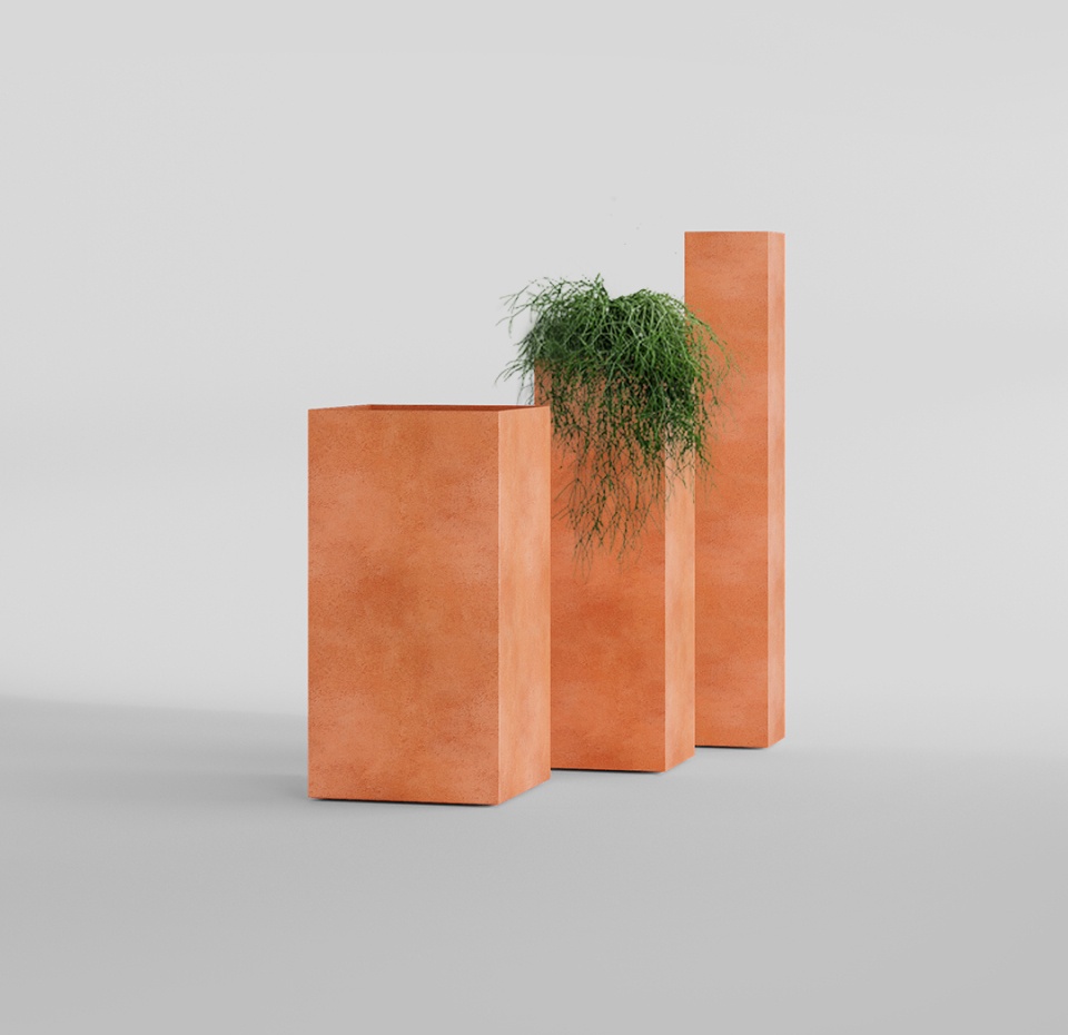 Кашпо CONCRETIKA COLONNA RED CLAY 40x40x80