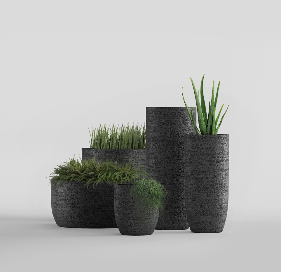 Кашпо CONCRETIKA YAR EROSIA BLACK D46H110