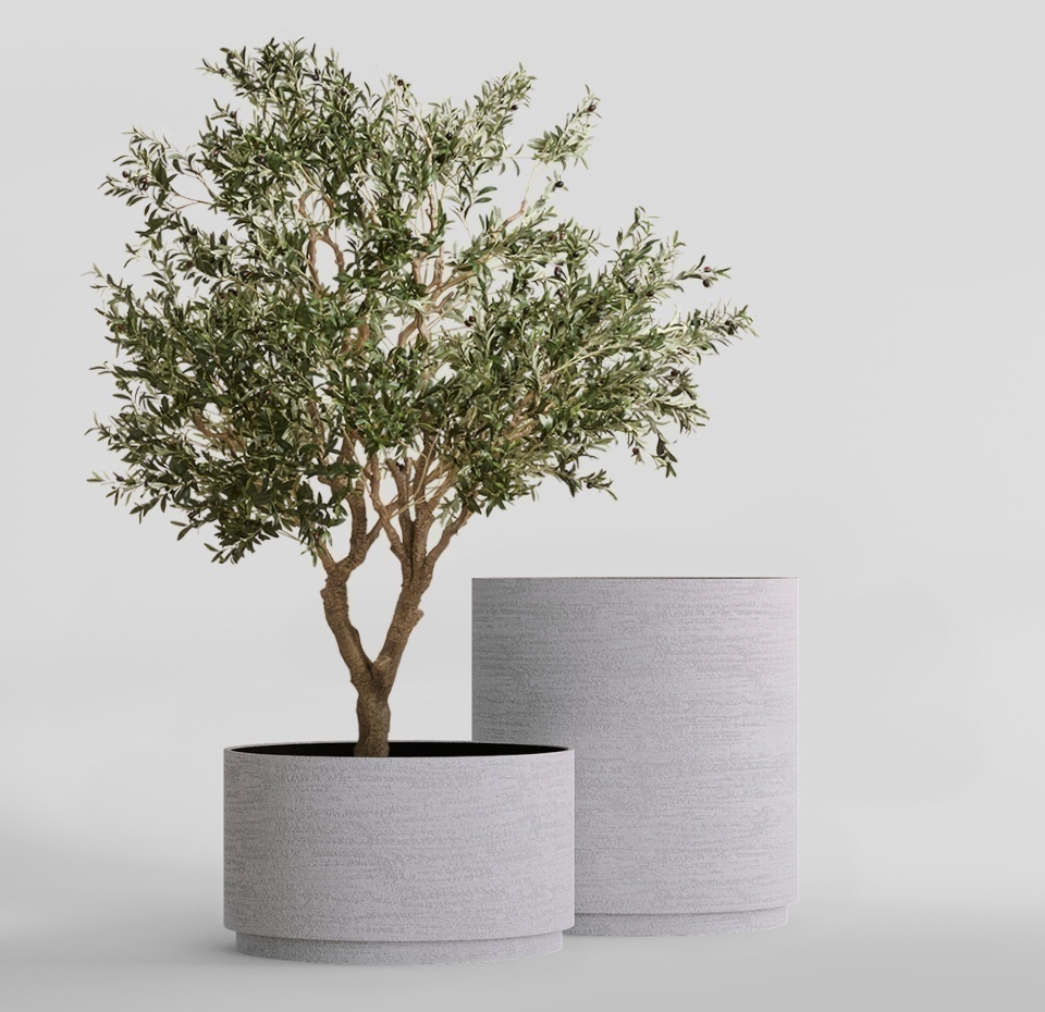 Кашпо CONCRETIKA CYLINDER XL EROSIA WHITE D70H80