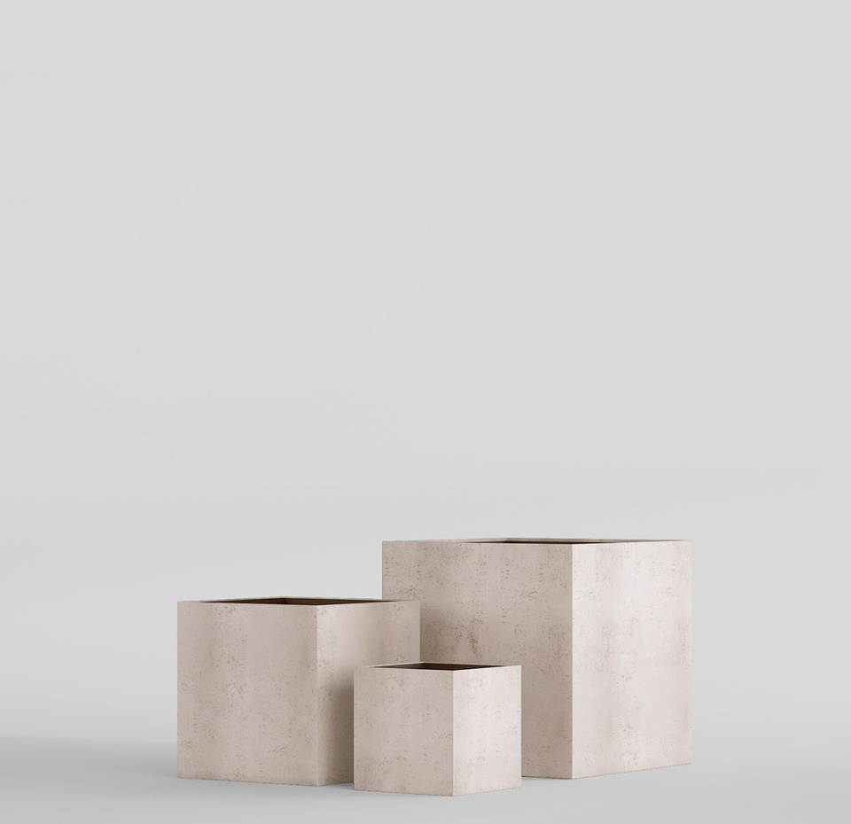 Кашпо CONCRETIKA CUBE CONCRETE WHITE 100x100x100