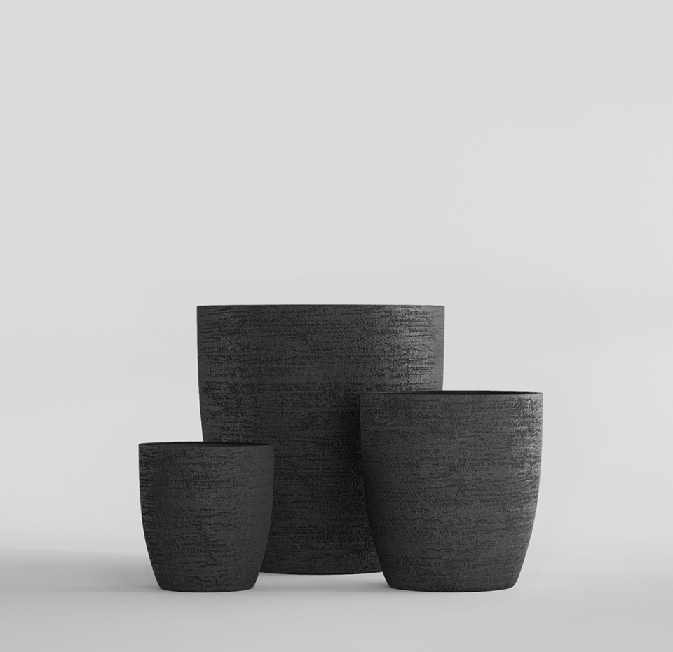 Кашпо CONCRETIKA VASE 3 EROSIA BLACK D75H82