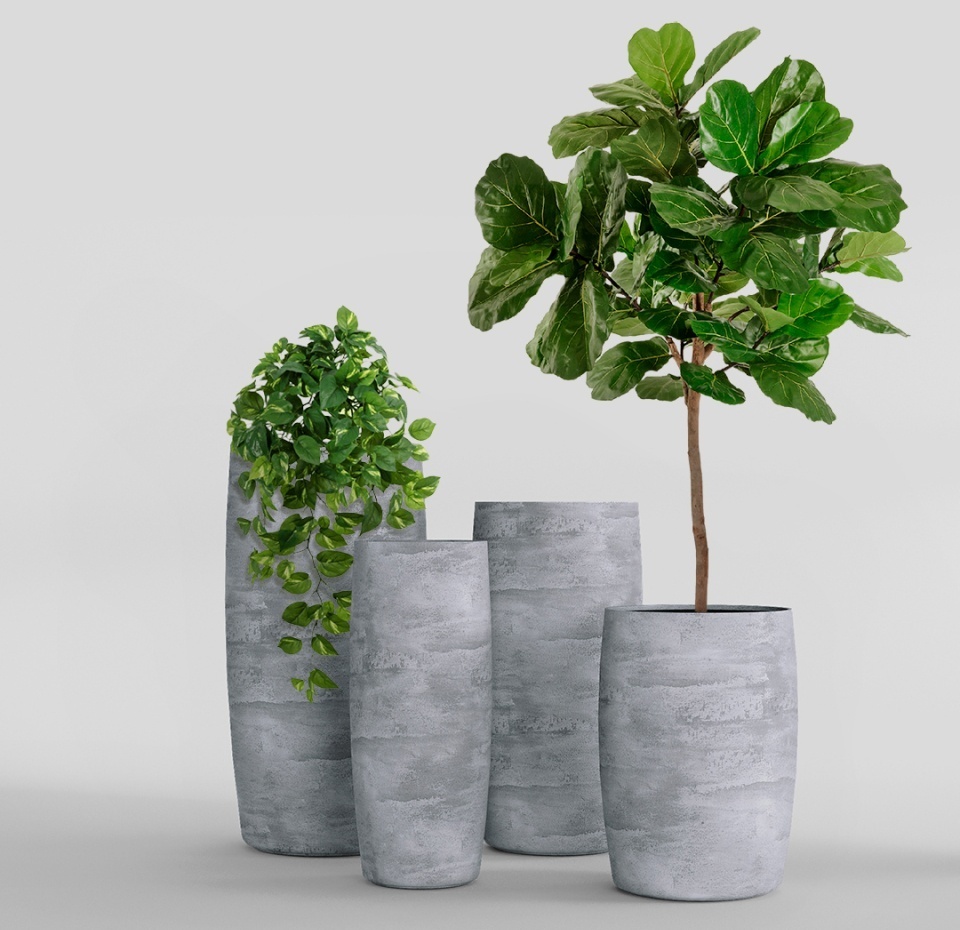 Кашпо CONCRETIKA CIGAR CONCRETE GREY LIGHT D27H70