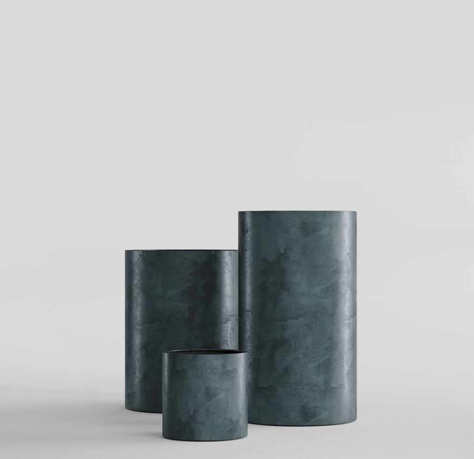 Кашпо CONCRETIKA CYLINDER OCEAN GREEN D30H90