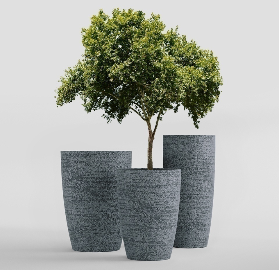 Кашпо CONCRETIKA CONUS EROSIA GREY D39H60