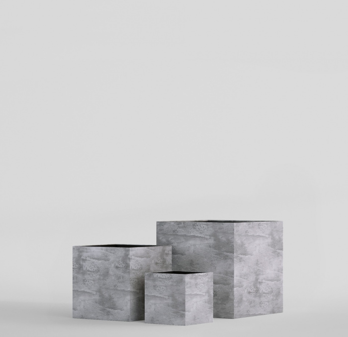 Кашпо CONCRETIKA CUBE CONCRETE GREY LIGHT 50x50x50