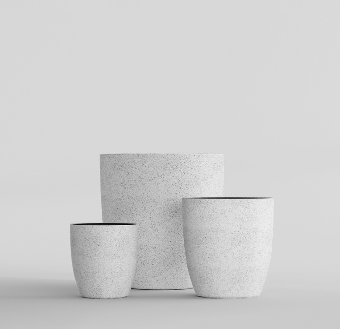Кашпо CONCRETIKA VASE 3 EGG WHITE D40H45