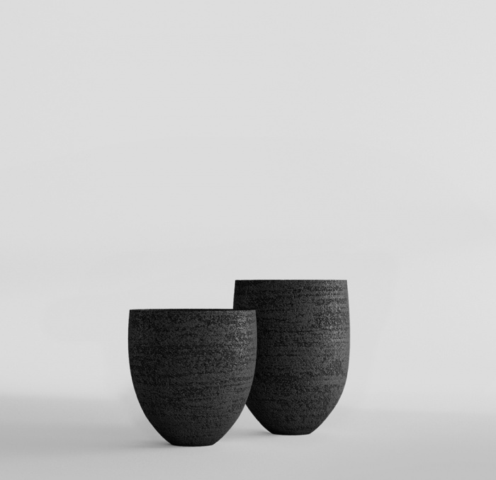 Кашпо CONCRETIKA BARREL EROSIA BLACK D41H60