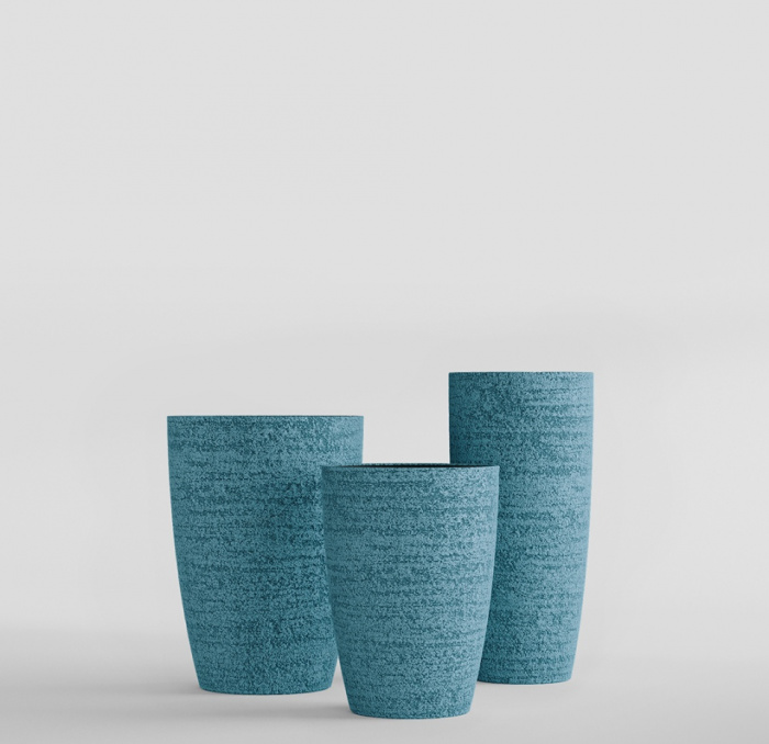 Кашпо CONCRETIKA CONUS EROSIA BLUE D60H130