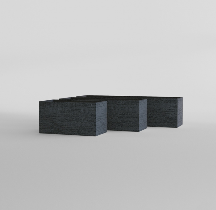 Кашпо CONCRETIKA BALCONY EROSIA BLACK 80x20x20