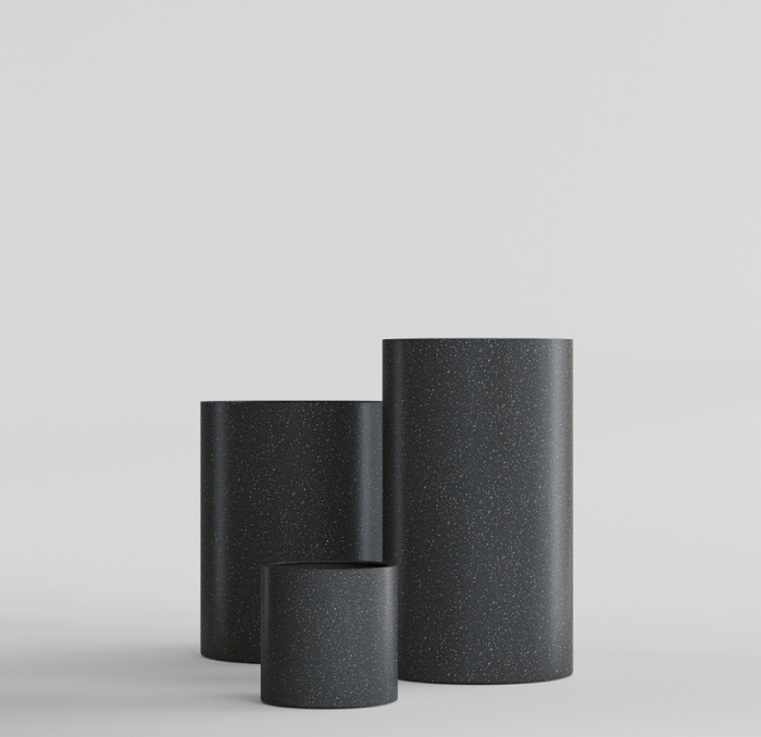 Кашпо CONCRETIKA CYLINDER EGG BLACK D30H60
