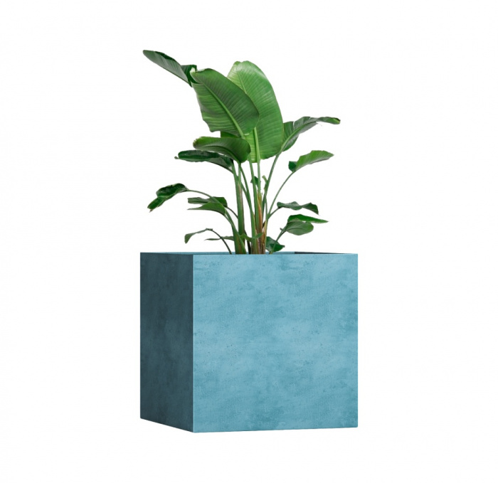 Кашпо CONCRETIKA CUBE BLUE SKY 100x100x100