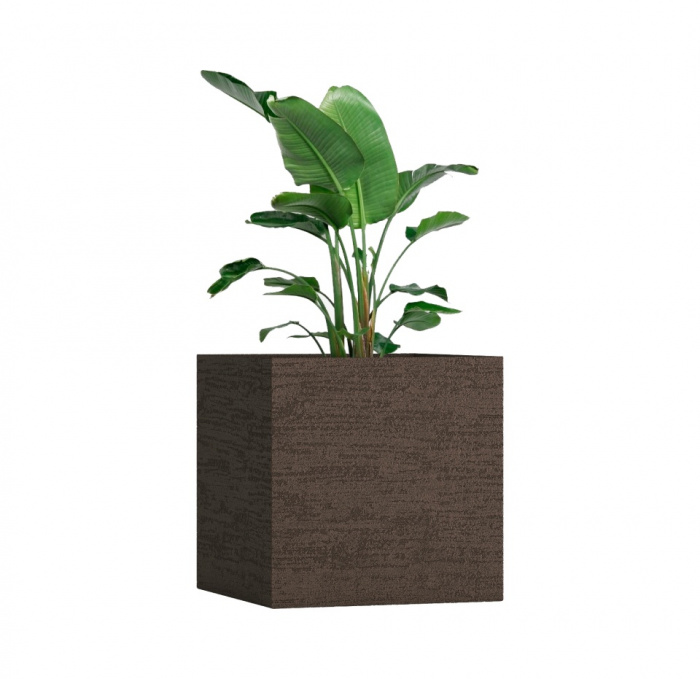 Кашпо CONCRETIKA CUBE EROSIA BROWN 100x100x100