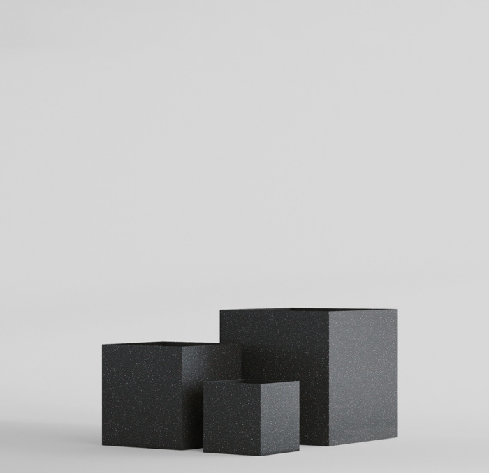 Кашпо CONCRETIKA CUBE EGG BLACK 100x100x100