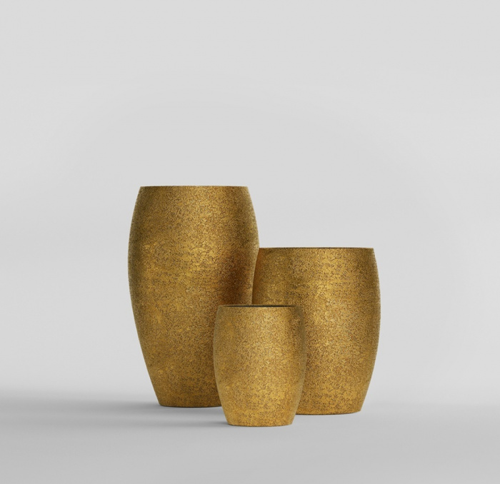 Кашпо CONCRETIKA OVAL RICH GOLD D60H88