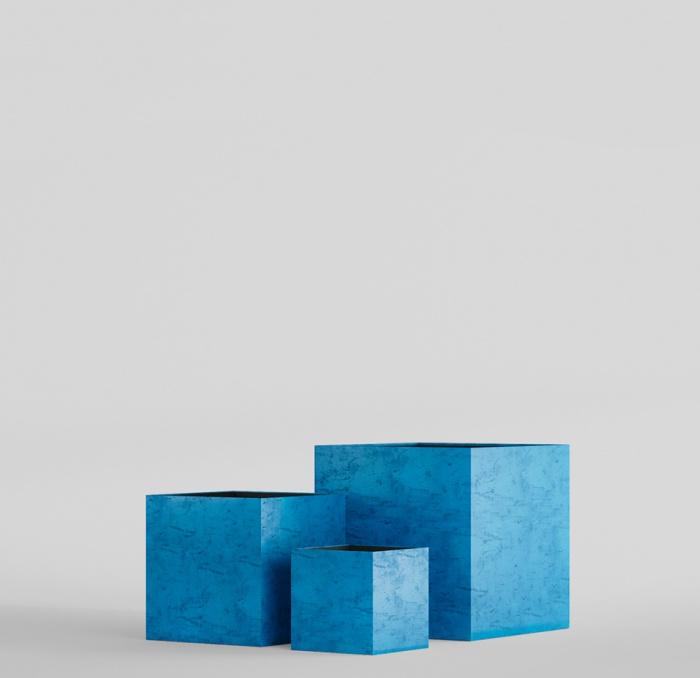 Кашпо CONCRETIKA CUBE COBALT BLUE 60x60x60
