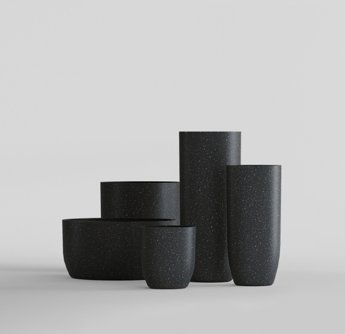 Кашпо CONCRETIKA YAR EGG BLACK D46H110