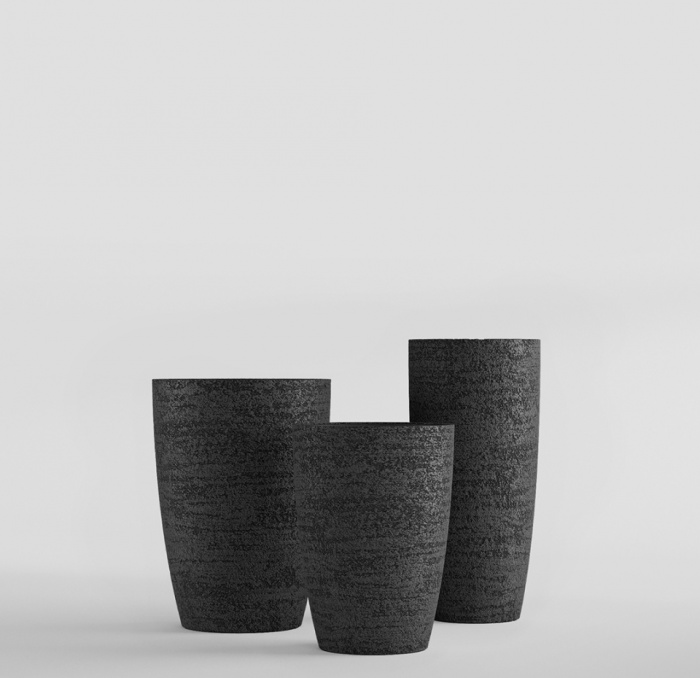 Кашпо CONCRETIKA CONUS EROSIA BLACK D60H130