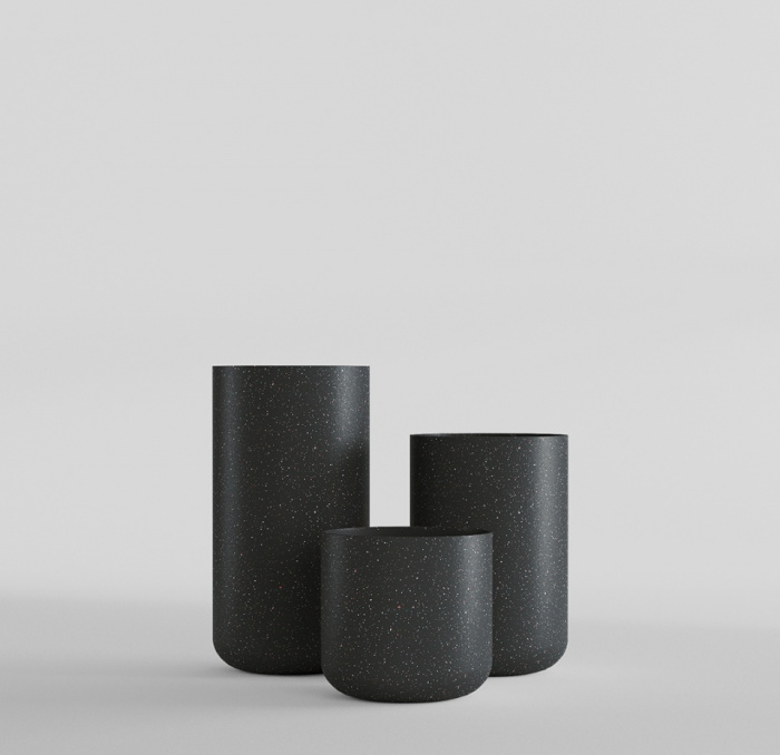 Кашпо CONCRETIKA TOPPER EGG BLACK D40H60