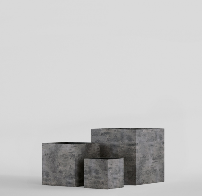 Кашпо CONCRETIKA CUBE CONCRETE GREY DARK 80x80x80