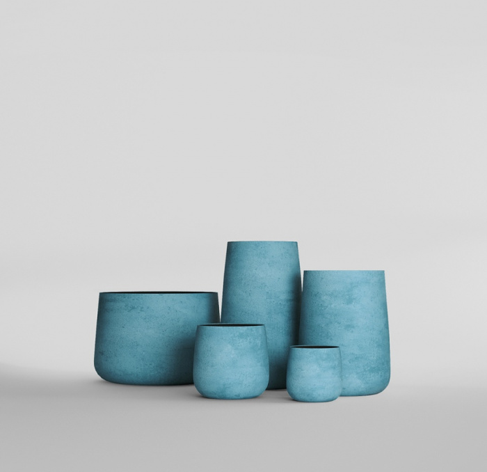 Кашпо CONCRETIKA CONE BLUE SKY D38H60