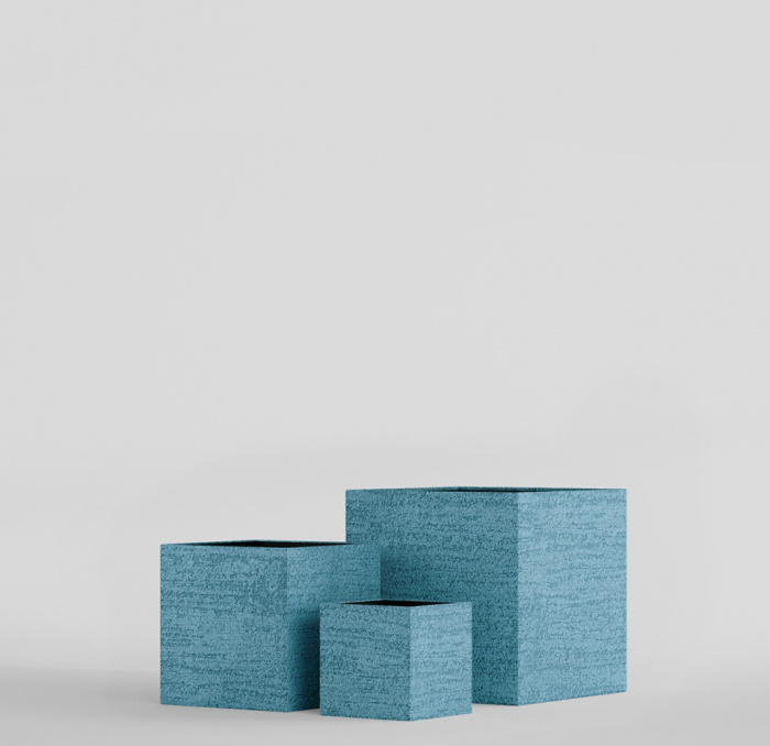 Кашпо CONCRETIKA CUBE EROSIA BLUE 80x80x80
