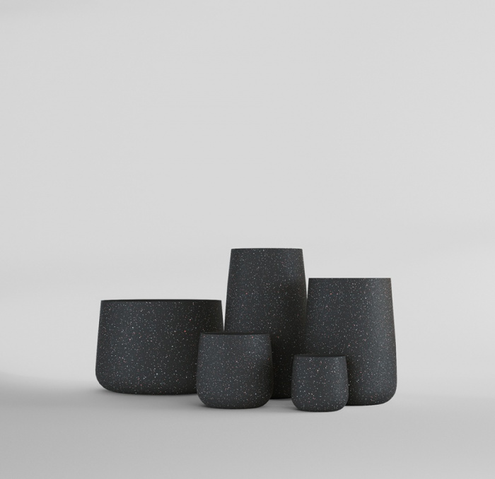 Кашпо CONCRETIKA CONE EGG BLACK D32H36