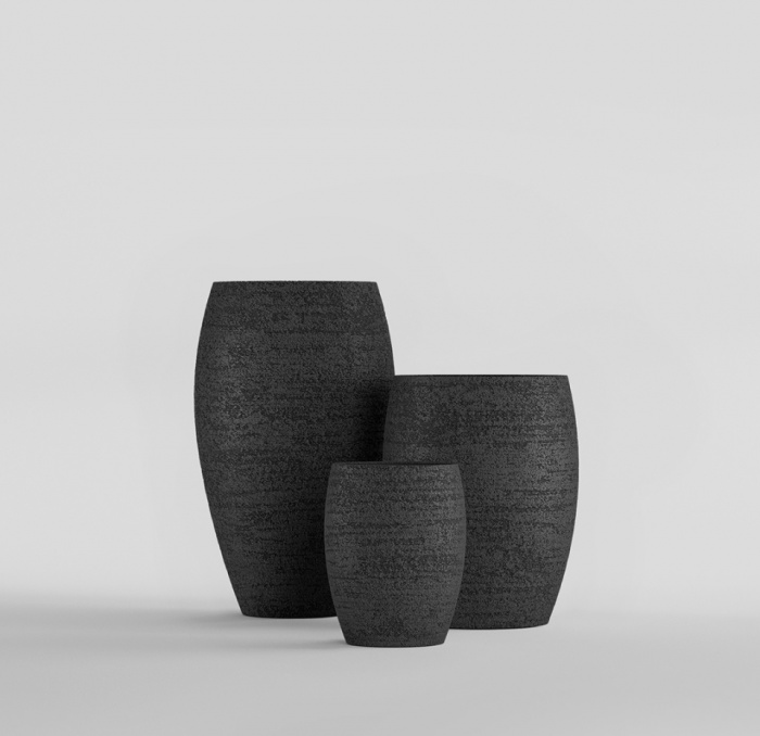 Кашпо CONCRETIKA OVAL EROSIA BLACK D45H66
